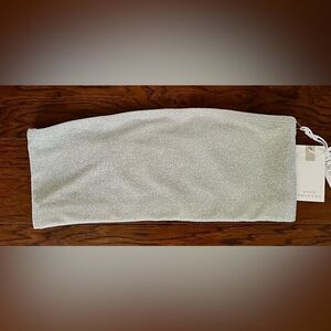 Good American Silver Sparkle Better Bandeau Top Size 5=2X MSRP $55 NWT